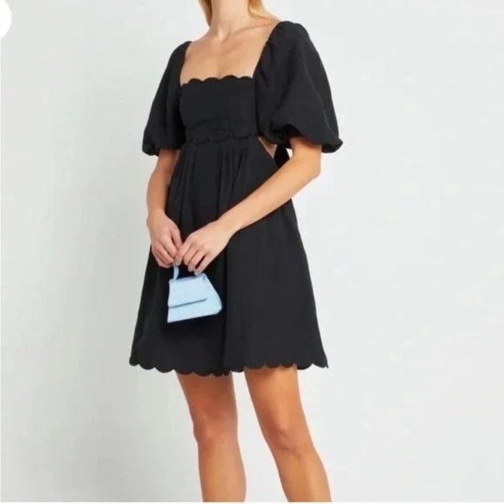 o.p.t. NWT Rivera Black Scalloped Mini Dress Size XS - Picture 1 of 8